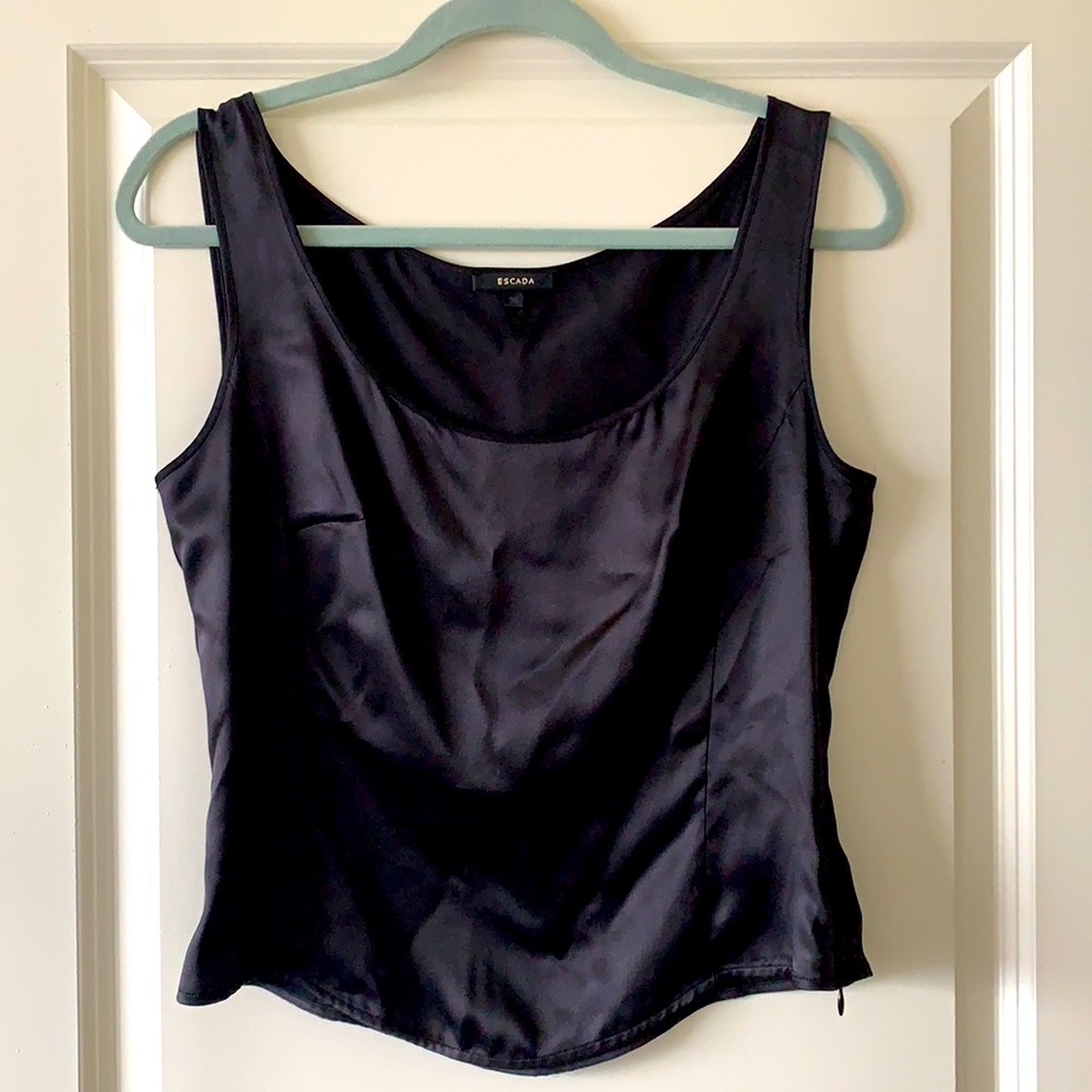 Escada Black Satin Blouse